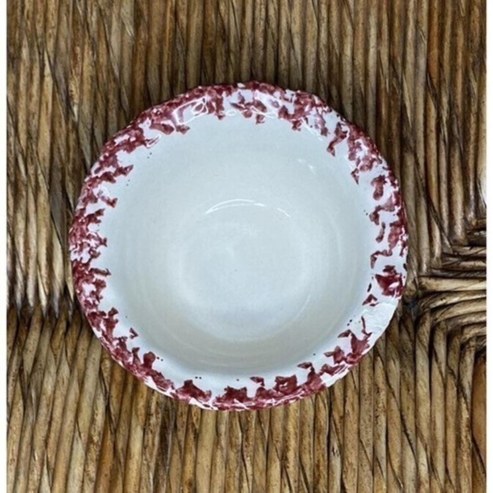 Handmade Pottery Bowl Red Beige 4 1/2 Inches Diameter‎